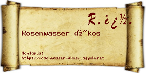 Rosenwasser Ákos névjegykártya